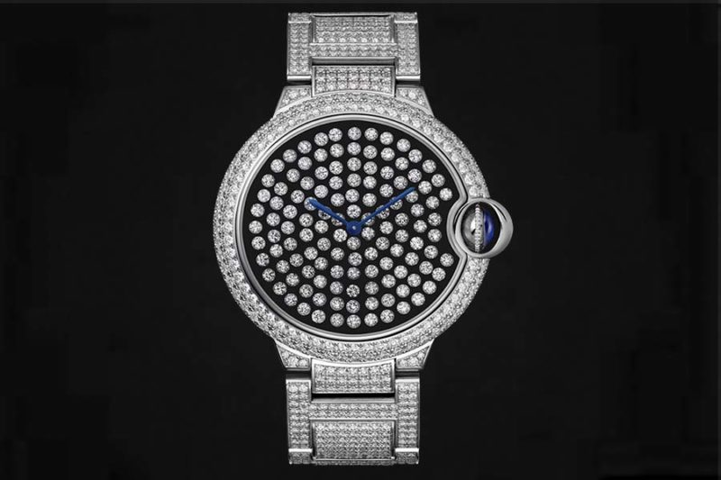 cartier diamond studded watch