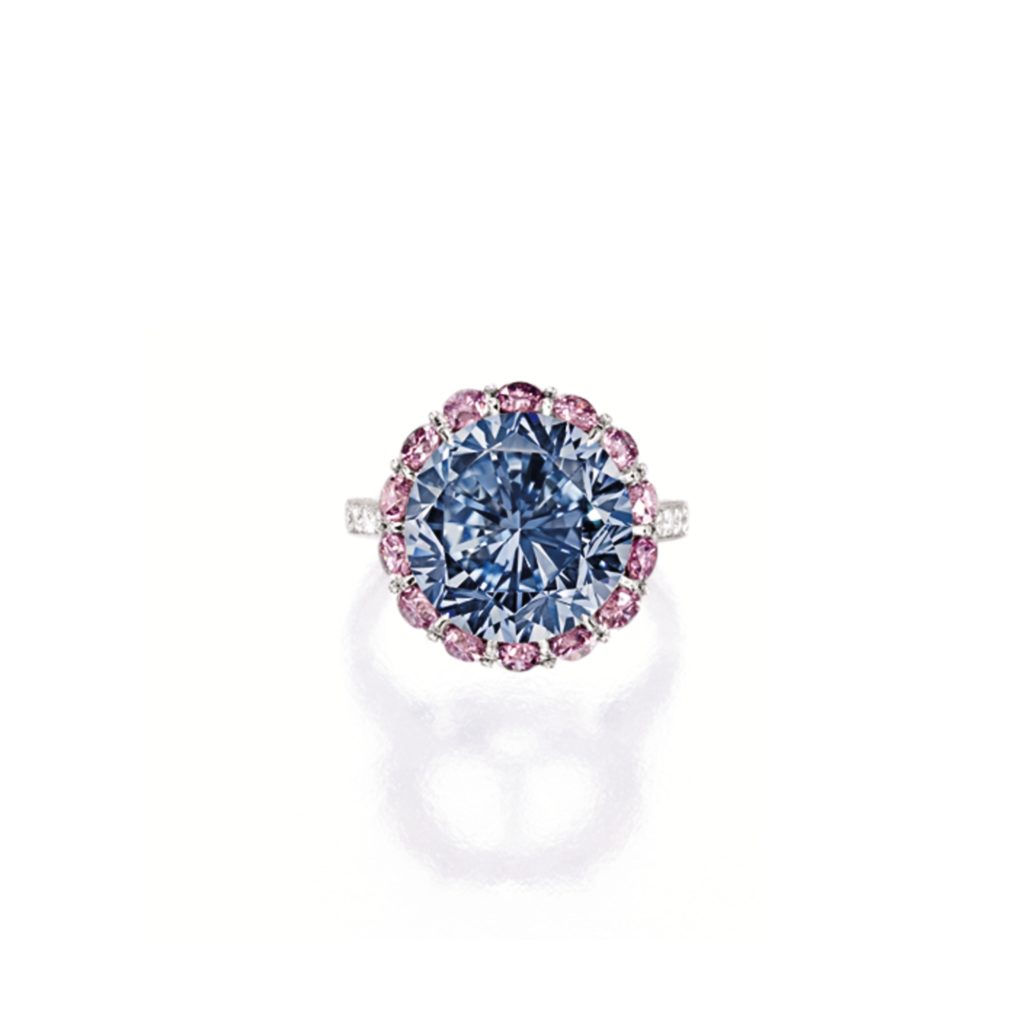 blue diamond with pink diamond ring