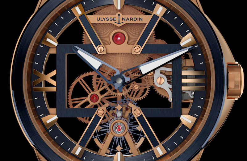 A rectangle frame is created in the middle of the watch to highlight the ‘X’ theme of Ulysse Nardin 2019 novelties