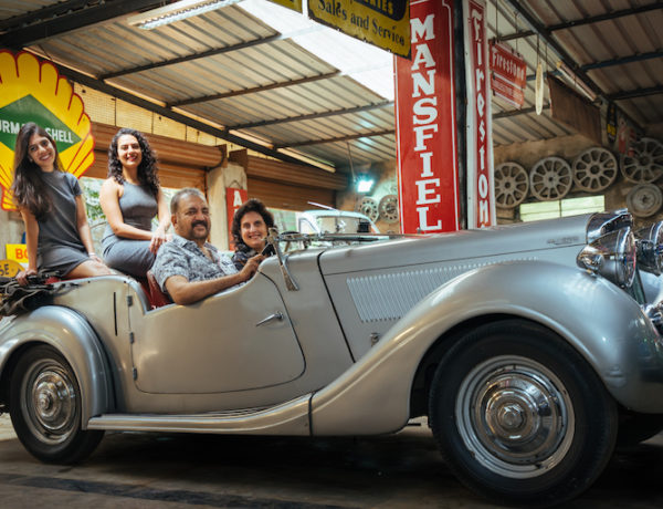 Dr Ravi Prakash and Family with Lrd Mountbatten's Talbot Car in Bengaluru
