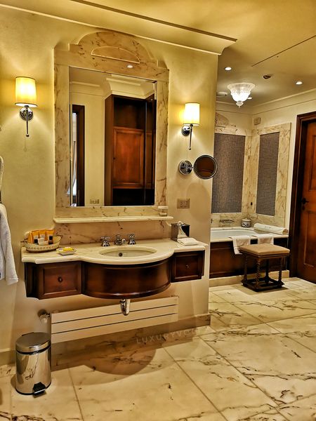 Wash basins for him and her. Spacious bathroom